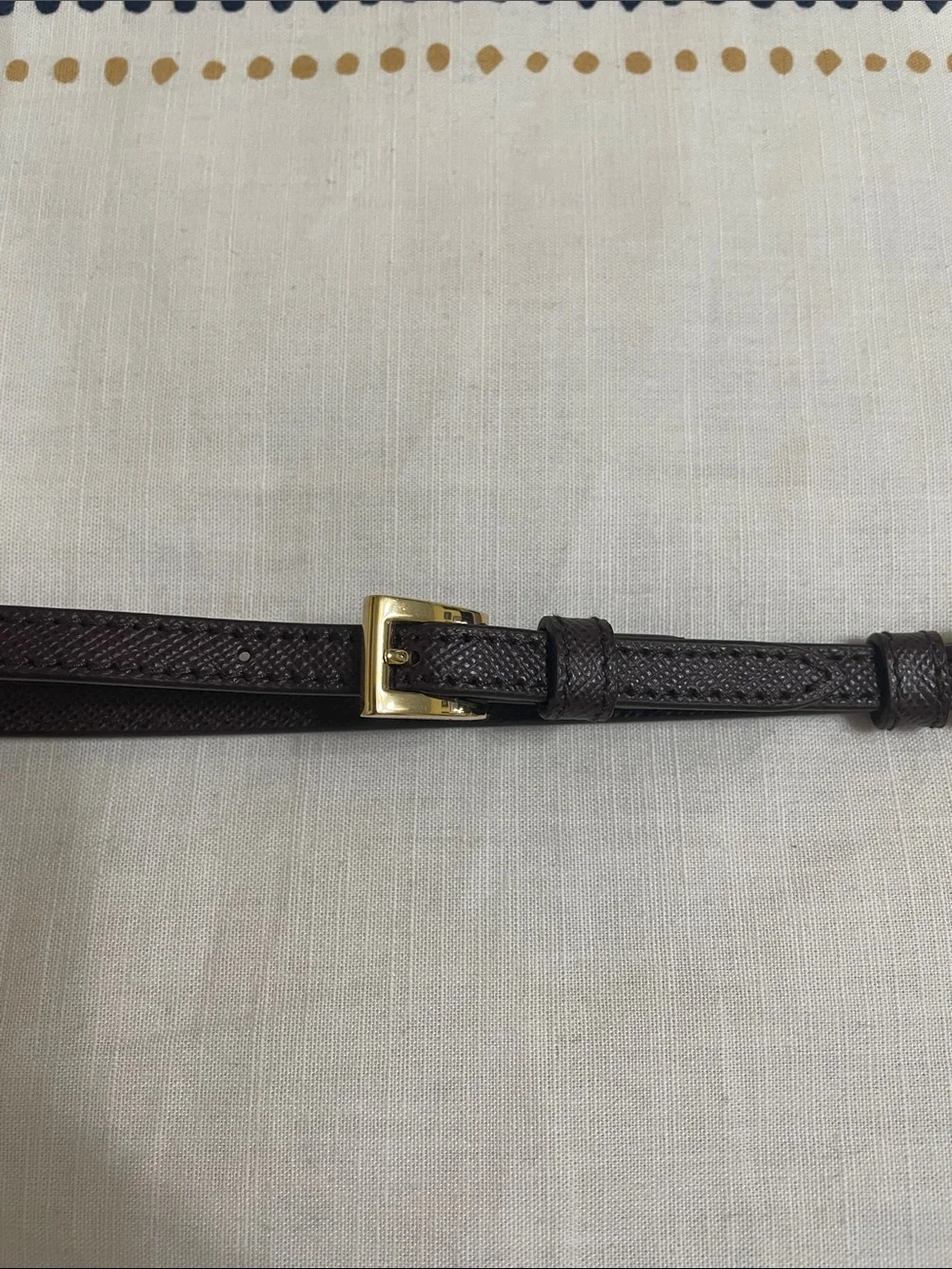 Prada burgundy Leather Wristlet Strap with Gold Hardware